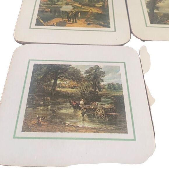 Vintage Clover Leaf Set of 6 Table Mats Coasters Constable Prints With Box - Picture 8 of 15